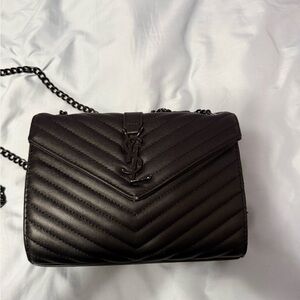 Faux Yves Saint Laurent Black Chevron Crossbody Bag